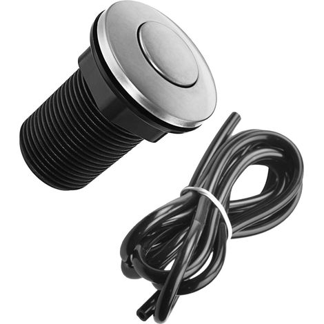 Bouton pneumatique, 32mm, inox, noir (1/5)