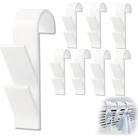 Set mit 8 Heizkörperhaken, weiße Handtuchhaken, Badezimmerhandtuchhaken, geeignet für alle Badezimmer und Küchen, abnehmbar (weiß).