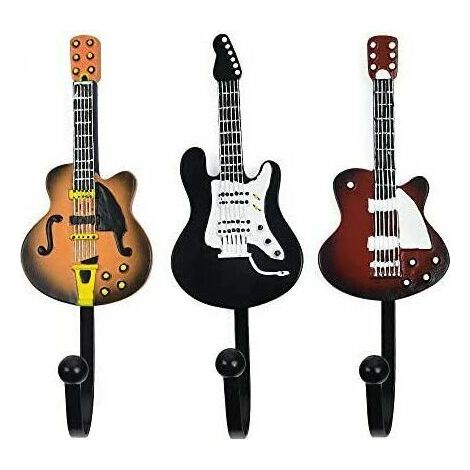royaluxe - Patères Murales - Crochets pour la Maison Chambre à Coucher Forme de Guitare Décorative Crochets et patères pour Chapeaux Manteau Vêtements, 3 Pcs (1/4)