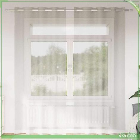 Rideau en voile - FAFEISY - 4107989 - Crème - 225 x 140 cm - Lot de 2 (1/5)