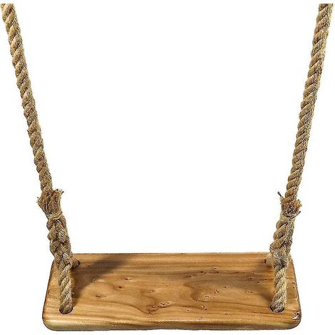 Holzschaukel mit Holzschaukelsitz, strapazierfähigem und verstellbarem Juteseil, Holzschaukel für Kinder, Jugendliche und Erwachsene V7110c (mit Verbindungsgurten)