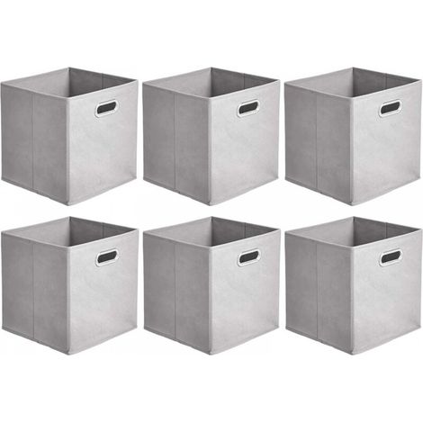 Boîte de rangement cube pliable, lot de 6, 27 x 27 x 28 cm, gris clair (1/5)
