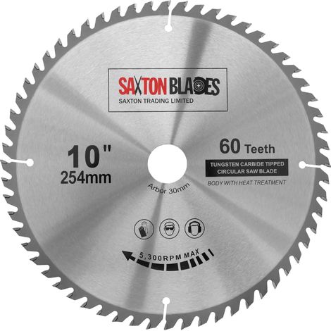 lame de scie circulaire pour le bois 254 mm x 30 mm alésage x 60 dents for Bosch Makita Dewalt (1/5)