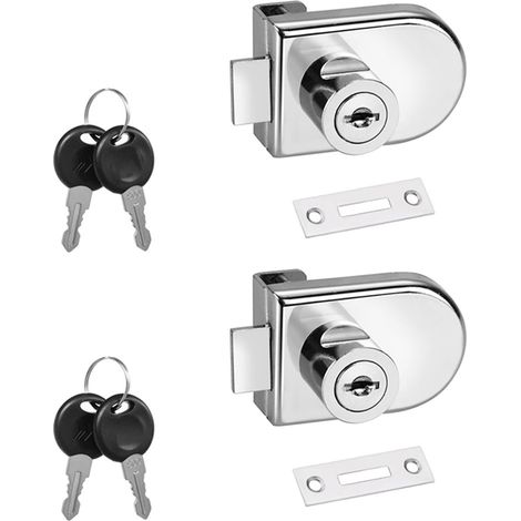 Schloss aus Zinklegierung für Glastüren, kein Bohren erforderlich, kompatibel mit 5–8 mm (0,21–0,31 Zoll) starken Glastüren und Schmuckschränken. Inklusive 2 Schlüsseln. – AquaForge (1/4)