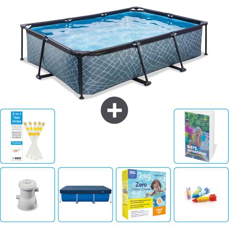 Exit Pool Rechteckig - Steinoptik - 300x200x65 cm - 7-teilig S231