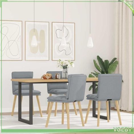 Chaises à manger - Lot de 4 (3315393) - gris clair - tissu 100% polyester - pieds bois massif & métal (1/5)