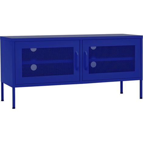 Mobile TV Blu Marino 105x35x50 cm in Acciaio vidaXL
