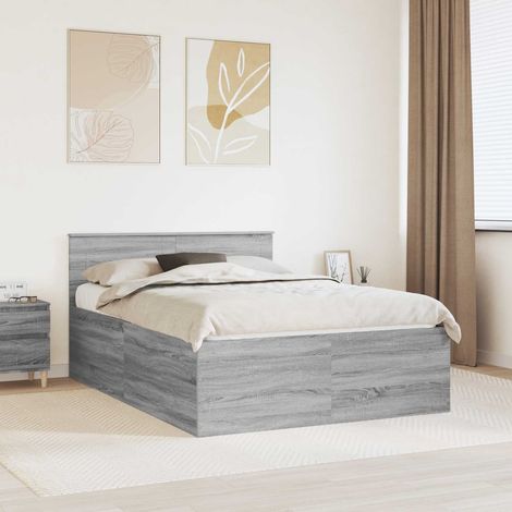 vidaXL Struttura del letto con testiera Grigio Sonoma 160 x 200 cm