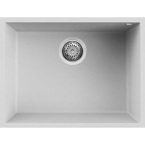 Lavello Elleci Incasso 1 vasca 58x44 Quadra 110 Sottotop Granitek Bianco LGQ11068BSO