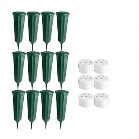 Lot de 12 vases funéraires à pointes, vases commémoratifs floraux verts (1/5)