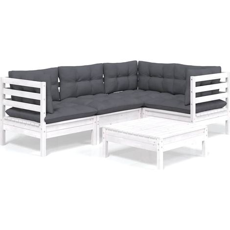 Maison Exclusive - Set Divani da Giardino 5 pz con Cuscini BiancLegno di Pino (1/5)