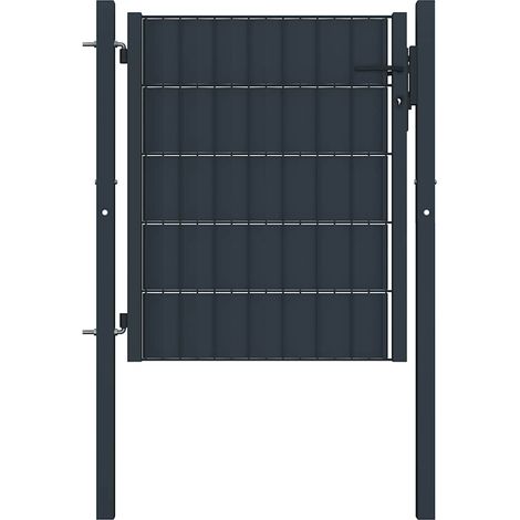 vidaXL Portail de clôture en PVC et acier 100x100 cm anthracite (1/4)