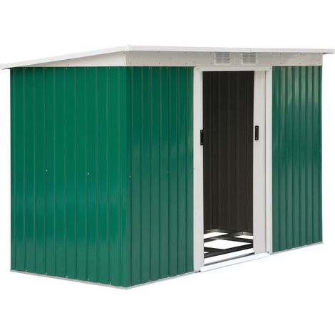 Casetta Box da Giardino in Lamiera Verde 277x130x173 cm (1/5)