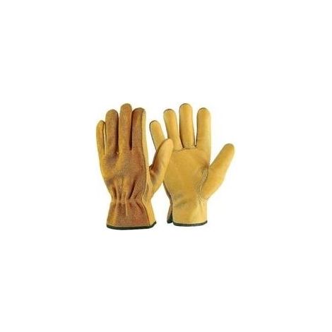 Gants de Travail en Cuir de Vache,pour Chauffeurs, Bricolage ,Jardinage, Stockage, Travaux Agricoles, Multifonctions (L, Jaune) (1/5)