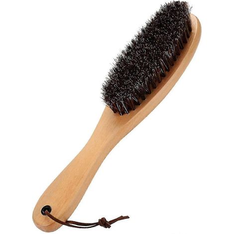 Brosse à vêtements non pelucheuse, avec de vrais poils doux et un manche en bois (1/4)