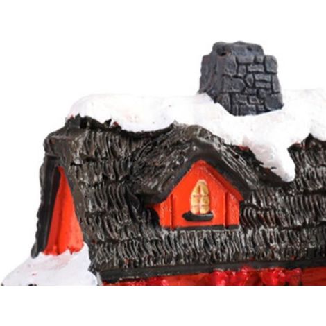 Ornement De Noel - Maison Miniature En Résine Avec Éclairage À Piles - Décoration Festive Intérieure - Lot De 9 Pièces (1/4)