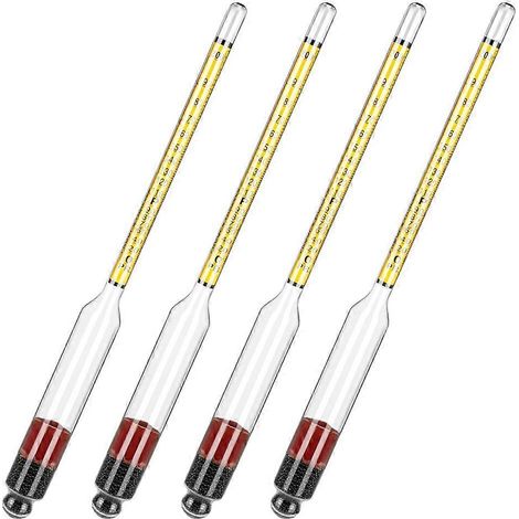 Lot de 4 hydromètres pour alcool, mesureur d'alcool pour distillation 0-200 proof et 0-100 tralle, spécifique (1/5)