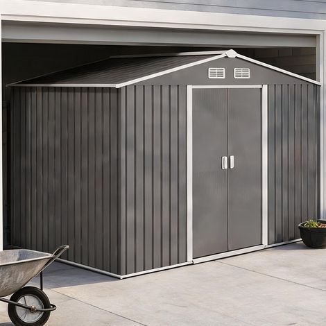 Abri de jardin en acier avec double porte coulissante 277 x 195 (1/5)