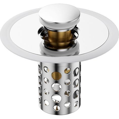 Bonde de lavabo à clapet universelle - Acier inoxydable, silicone et cuivre (1/5)