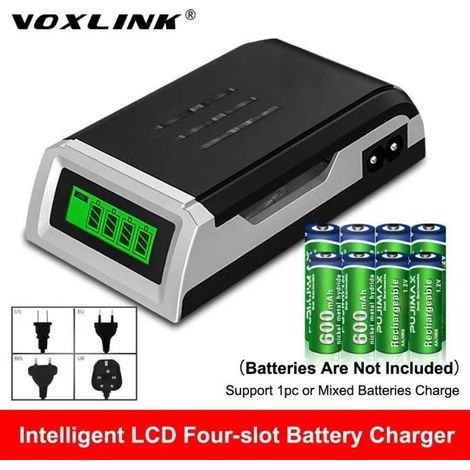 chargeur de batterie Intelligent avec écran LCD, avec 4 emplacements, pour piles rechargeables AA-AAA NiCd NiMh EU -DRFT1750 (1/4)