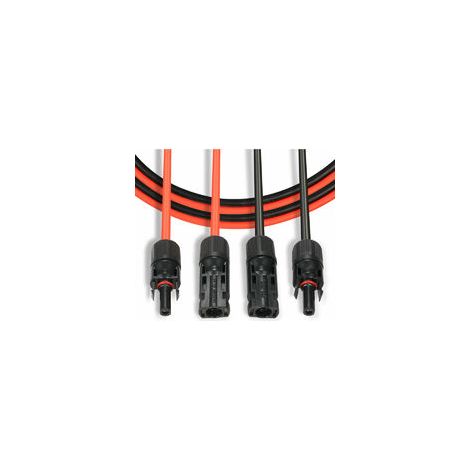 Cavo di prolunga per pannelli solari fotovoltaici con connettore MC4, coppia rosso + nero, 14AWG, 3 metri / 10 piedi (1/4)