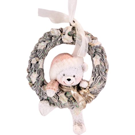 Colgante navideño OSO DE PELUCHE EN UNA BRISA ROSA (1/5)