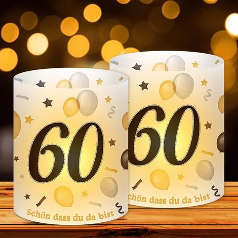 Lot de 12 Photophores 60 Ans, Décoration Table Anniversaire PVC, Pour Homme Et Femme (1/5)