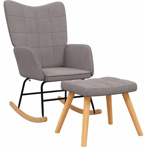 Maison Exclusive - Schaukelstuhl mit Hocker Stoff Taupe (1/5)