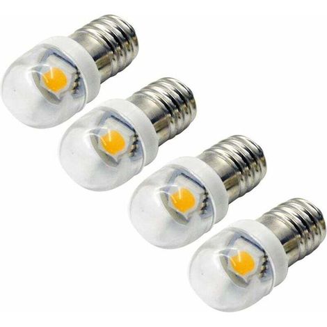 4 lampadine LED 3V 0.2W E10 5050 1SMD bianche 3000K, lampadine di ricambio a LED per fari, torce elettriche.