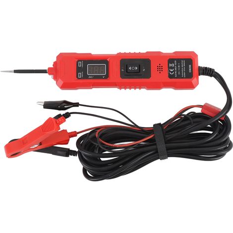 Tester per circuiti auto DC 6-36V ad alta sensibilità e multifunzionale con 2 morsetti di alimentazione per veicoli, rosso