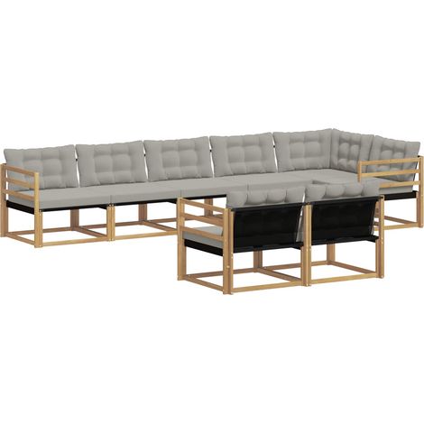 Outdoor Sofa Set with Cushion 8 pcs White and Light Grey vidaXL (1/5)