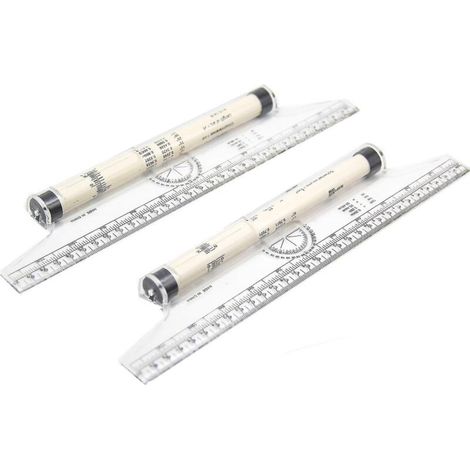 Règle roulante de mesure en plastique, paquet de 2, règle roulante de mesure multifonctionnelle, règle à rouleau de dessin, 12 pouces (1/5)