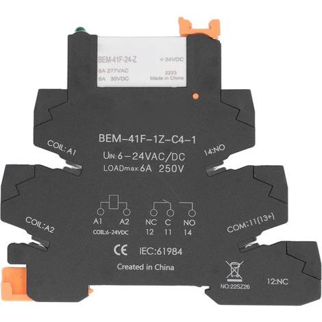 Ultradünnes AC/DC-Steuerrelais, DIN-Schienen-montiertes Halbleitermodul, 6A 6-24V SPDT-Kontakt (1/5)