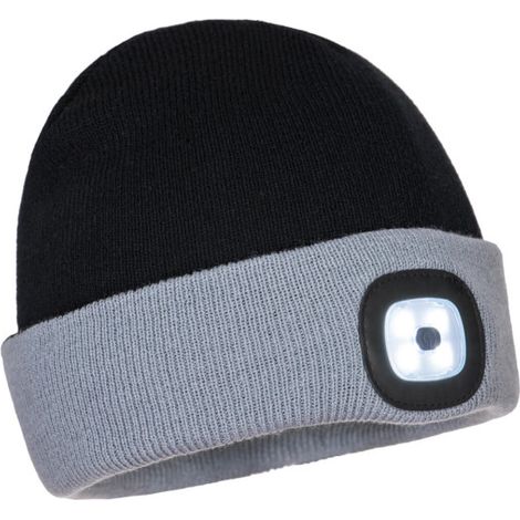 Gorro Bicolor con LED Recargable para Mayor Visibilidad - Negro Gris (1/2)