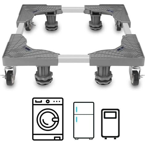 Mini support de réfrigérateur réglable pour machine à laver avec 4 roues pivotantes verrouillables, base mobile universelle pour sèche-linge et réfrigérateur (1/4)