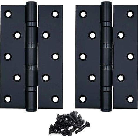 (2 pièces 4 pouces) 2 charnières de porte noires 4" 5" 6 pouces, charnières à billes robustes en acier inoxydable 304 avec vis, coins carrés lisses (1/5)