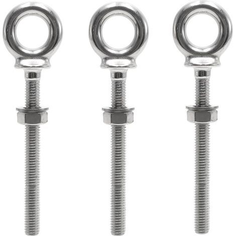3 Pièces Anneau de Levage M8 x 80 mm Boulon à œil en Acier Inoxydable 304 Filetage Mâle Piton à Visser pour Fixation et Suspension (1/4)