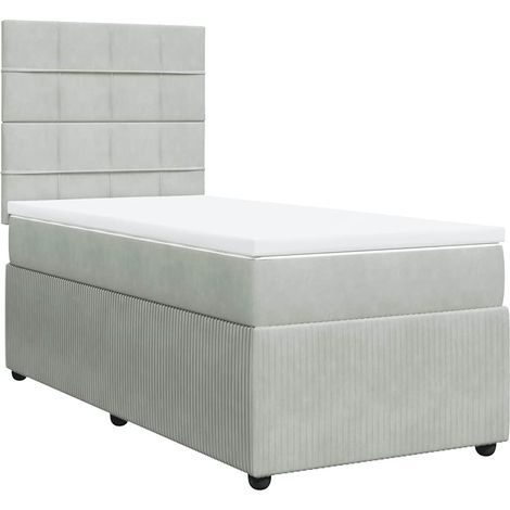 Maison Exclusive - Cama box spring con colchón terciopelo gris cl (1/5)