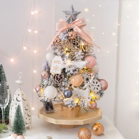Sapin de Noël - Neige - Mini Sapin 45cm - Lumières LED - Décoration Chambre - Cadeau Noël (1/4)