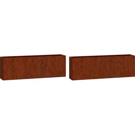 Jardinières murales 2 pcs Bac à fleurs Rouillé Acier corten 53x10x17 cm