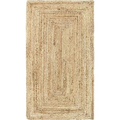 Tapis Jute Naturel, Couleur Naturelle, Tressé à la Main, Tapis pour Salon, Salle à Manger, Chambre, Couloirs, Couleur Naturelle (60x110cm)
