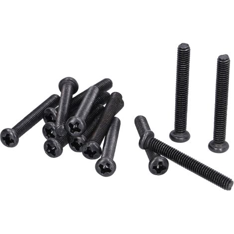 Vis M4x30, 50 pièces, DIN 7985 acier, tête cylindrique bombée, filetage complet, zingué noir, boulonnerie de fixation robuste. (1/5)