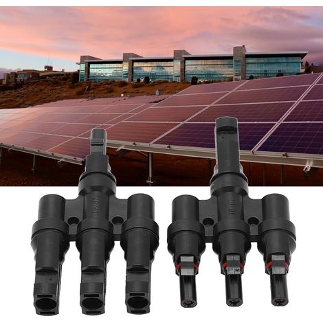 Connecteur photovoltaïque MC4 en 2 parties pour câble de panneau solaire parallèle avec clé dédiée, 1 mâle vers 3 femelles et 1 femelle vers 3 mâles, étanche à l'eau et à la poussière IP67. (1/5)