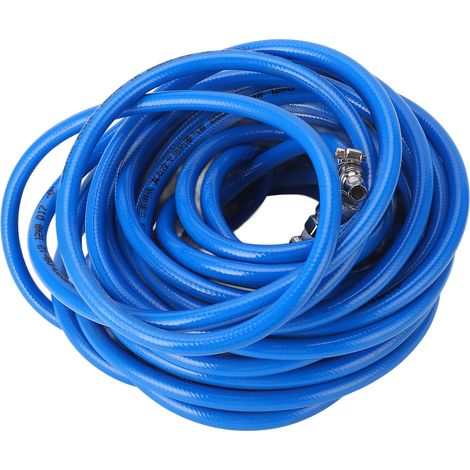 Tuyau pneumatique en PVC, flexible, bleu, de 15 m de long, avec raccord rapide pour compresseurs d'air (1/5)
