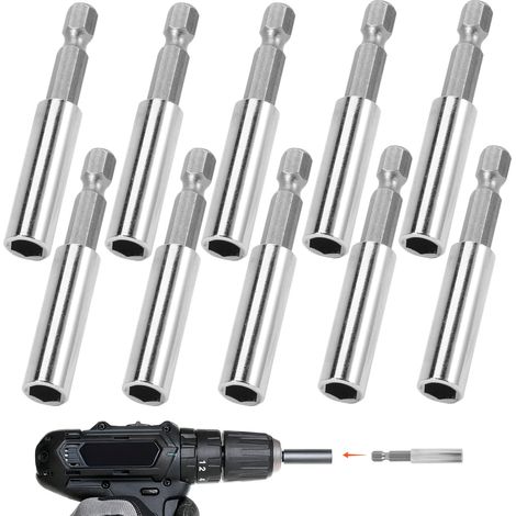 Lot de 10 Porte-Embouts Magnétiques, Rallonge d’Embout en Acier avec Système de Changement Rapide, pour Visseuse Sans Fil, Perceuse, Visseuse à Chocs et Tournevis (1/5)