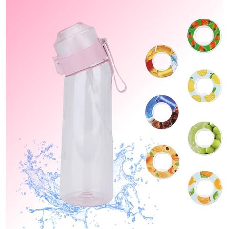 Borraccia Air Gourde generica, con 7 capsule, 650 ml, capsule aromatizzate, borraccia profumata, gusto fruttato, ecologica, senza BPA, sportiva, per bambini, con cannuccia, confezione di prova (rosa) (1/5)