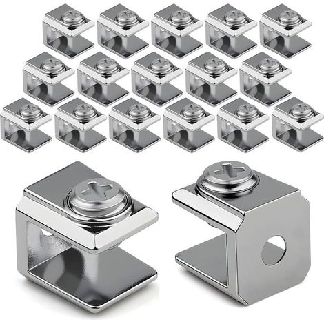18 verstellbare Glasregalhalterungen, Glasklemmen aus Zinklegierung, Regalklemmen für 3-8 mm Platten, Acrylglasplatten, Regale, Spiegel, Bürotrennwände (1/5)