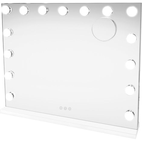 Specchio Hollywood LED 15 Lampadine, Vanity Trucco Touch, 3 Modalità Colore, Dimmerabile, Altoparlante Bluetooth, 2 Porte USB-A/C, Panno Microfibra, Specchio 10x, Montaggio Tavolo/Parete (1/5)