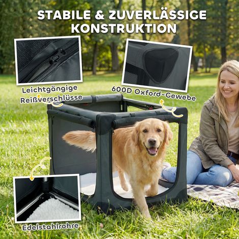 Caisse pliable pour chien, boîte de transport avec coussin amovible et lavable en tissu Oxford, pour chiens jusqu'à 30 kg, vert armée (1/5)