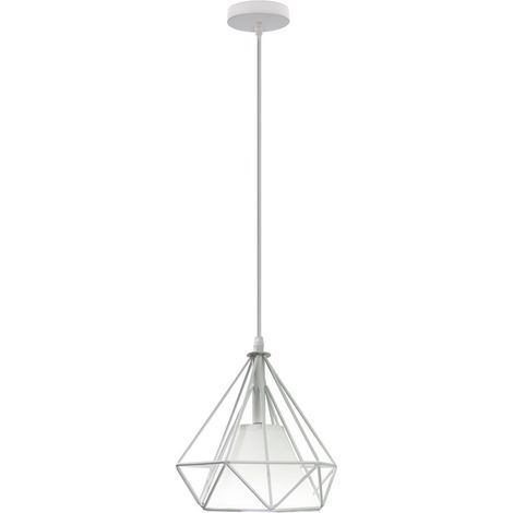 Pendelleuchte Industrial Käfig - Weiß 20CM Lampenschirm aus Eisen E27 Fassung Vintage Hängeleuchte für Wohnzimmer Esszimmer Küche Flur Cafét